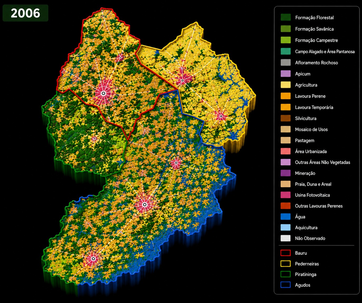 Mapa de cobertura e uso da terra em 2006