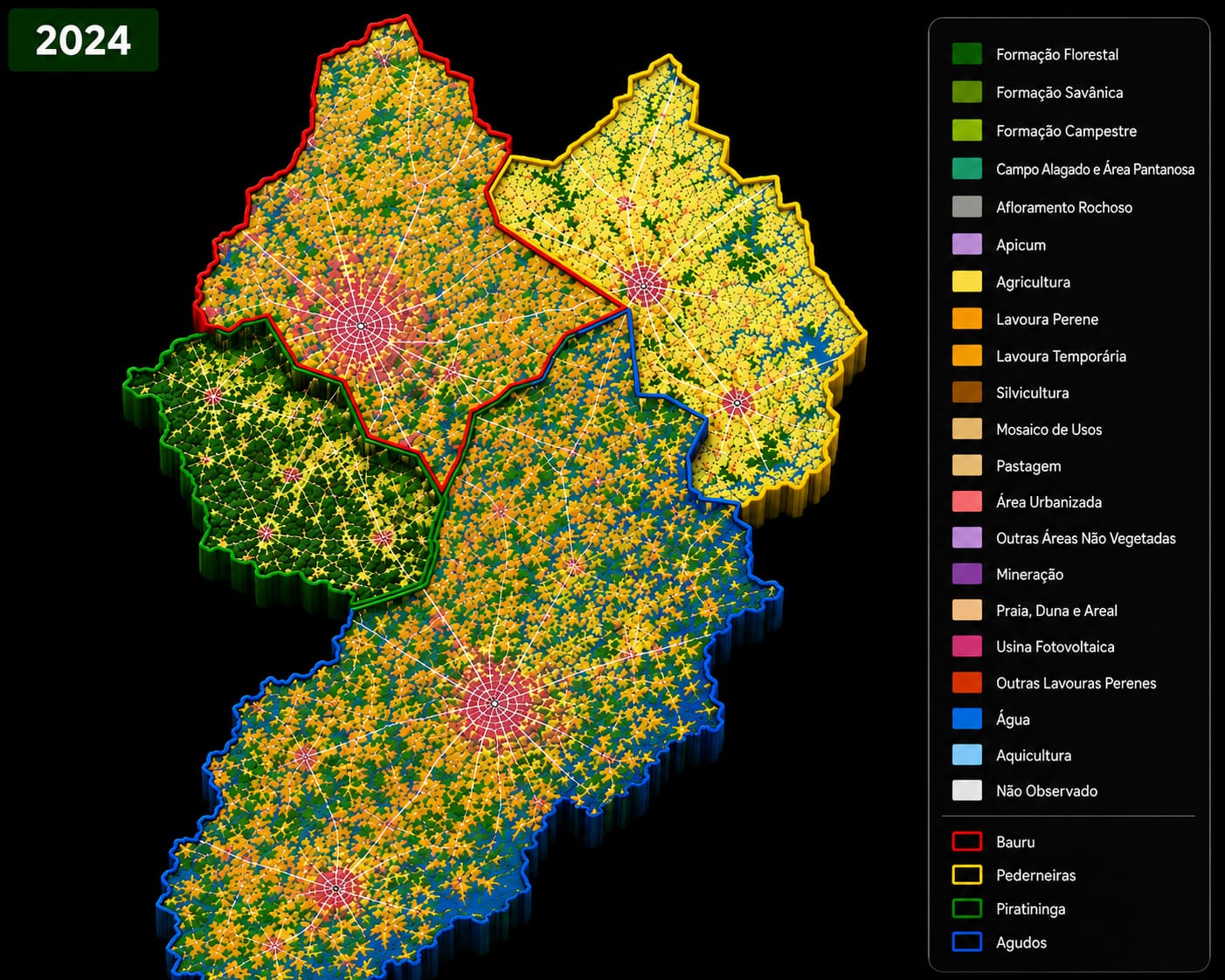Mapa de cobertura e uso da terra em 2024